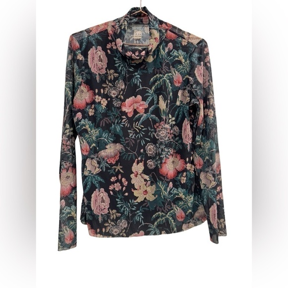 REBECCA TAYLOR La Vie Faded Garden Mesh Top in Dark Navy Combo Large - Picture 4 of 9